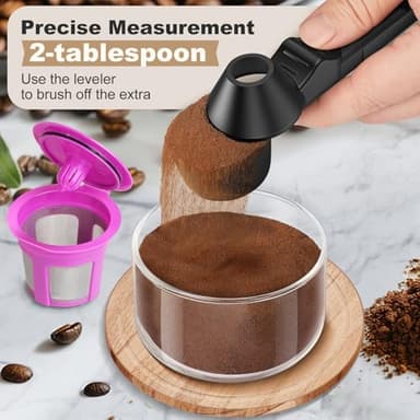 Coffee Scoop & Funnel for Reusable K Cup Refillable Coffee Pods, Coffee Measuring Spoon 2 Tablespoon Capacity, Scoop with Funnel for Ground Coffee, Protein Powder, Tea (Black, 1 Pack) - Image 2