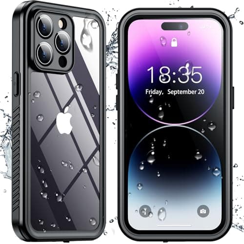 SPIDERCASE for iPhone 14 Pro Case Waterproof, Built-in Lens & Screen Protector, Full Heavy Duty Protection, 12FT Military Shockproof, Dustproof, Anti-Scratched Phone Case,Black/Clear - Image 1