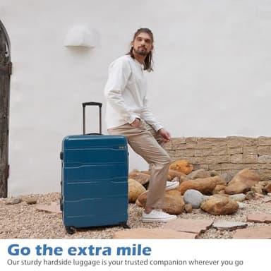 Coolife 3-Piece Luggage Set with Expandable 28-Inch Suitcase, PC+ABS Spinner (20/24/28 Inch, Caribbean Blue) - Image 6