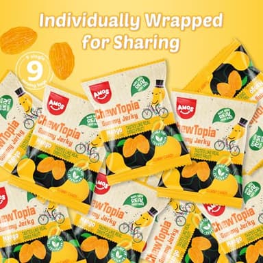 Amos ChewTopia Mango Gummy Jerky – Vegan Chewy Fruit Snack, Tastes Like Real Dried Mango, Soft & Chewy Gummy Candy, 8.47oz Box (Approx. 9 Shareable Packs) - Image 5