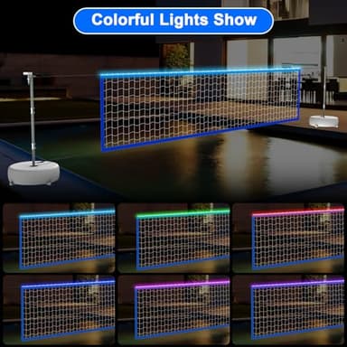 Alpcouts Pool Volleyball Net Set with Lights, Solar Powered Portable Outdoor LED Volleyball Net for Pool with 2 Glowing Balls,Pump and Weighted Bases, Adjustable Length 15ft-32ft for Inground Pool. - Image 4