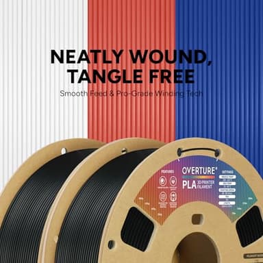 OVERTURE PLA Filament 1.75mm PLA 3D Printer Filament, 2kg Cardboard Spool (4.4lbs), Dimensional Accuracy +/- 0.02mm, Fit Most FDM Printer (Black 2-Pack) - Image 2