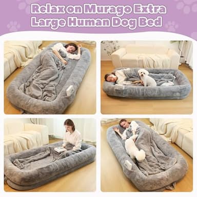 Murago Human Dog Bed for Adults, 43 x 10 x 71 Long Human Size Dog Bed, Removable Cover, Washable, Waterproof, Orthopedic Design Light Grey - Image 5