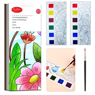 JUNQIU Watercolor Coloring Books for Kids Ages 4-8, Pocket Watercolor Painting Book for Toddlers, Arts and Crafts Kit Easter Basket Stuffers For Girls Boys - Image 1