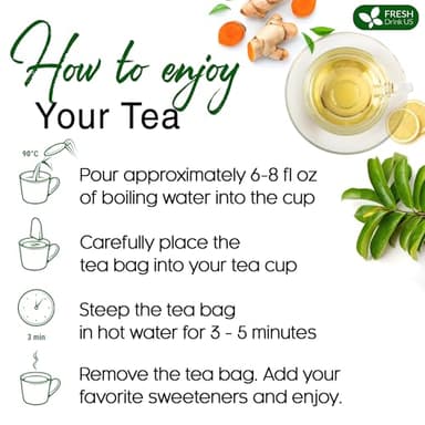 FreshDrinkUS, Premium 60 Soursop Turmeric Tea Bags, 100% Natural, Blend of Soursop Leaves, and Turmeric Root. Made with Natural Material Tea Bags. No Sugar, Vegan. - Image 9