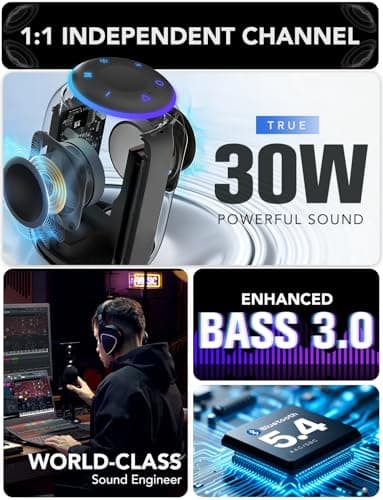 Portable Bluetooth Speaker, Bluetooth 5.4 Speaker, 30W Dual Speaker, 2.0 Channel, Deep Bass, 30H Playtime, Colorful RGB Lights, IPX7 Waterproof, TWS pairing for Outdoor/Home/Party/Travel, Gift Ideas - Image 2