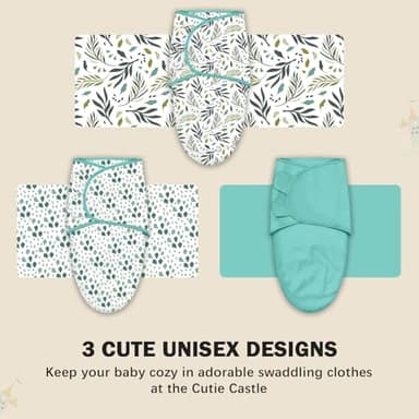 Cute Castle 3-Pack Baby Swaddle Sleep Sacks - Newborn Swaddle Sack - Ergonomic Baby Swaddles Blanket Warp for Boys and Girls - Baby Essentials (0-3 Months - Green) - Image 6