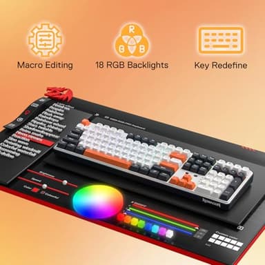 Redragon K689 PRO Wireless Gasket RGB Gaming Keyboard, 108 Keys Mechanical Keyboard w/Extra 4 Hotkeys, Upgraded Hot-swappable Socket, 3-Layer Noise Dampening, Round PBT Keycaps, Custom Linear Switch - Image 8