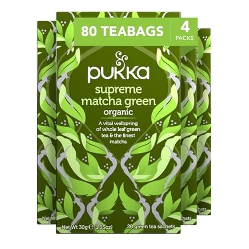 Pukka Supreme Matcha Green Organic Herbal Tea, Energizing Infusion With Matcha Powder, Ideal For Daily Vitality, Caffeine Free, 80 Total Tea Bags (20ct - Pack of 4) - Image 1