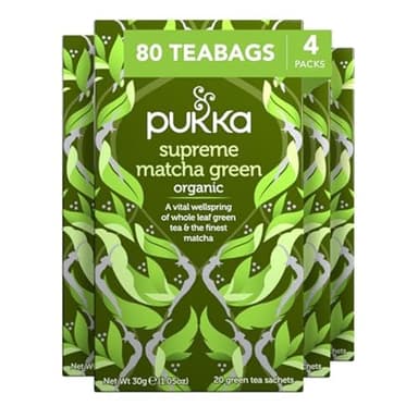 Pukka Supreme Matcha Green Organic Herbal Tea, Energizing Infusion With Matcha Powder, Ideal For Daily Vitality, Caffeine Free, 80 Total Tea Bags (20ct - Pack of 4) - Image 1