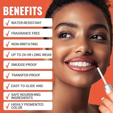 2pcs Lip Stain Peel Off - Lip Liner Stain Long Lasting Waterproof,2-in-1 Lip Liner with Tweezer Nude Matte,Non-Stick Cup,Highly Pigmented，Natural Finish,Stay On All Day,Perfect for Gift (Nude+Rose) - Image 6