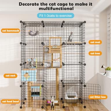 PAWING Cat Large Enclosure - DIY Catio Ideal for 1-3 Cats, Indoor & Outdoor, Detachable Metal Wire Kennel, 2x3x4 Exercise Place - Image 2