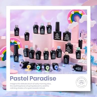 beetles Gel Polish Set - 23Pcs Macaroon Color Gel Nail Kit with Glossy Matte Top Coat Base Coat Yellow Pink White Purple Blue Glitter Bright Uv Nails Paradise Pastel Gel Christmas Gifts for Women - Image 5