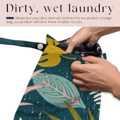 zcyxuuw 2 Pcs Wet Bag, Waterproof Wet Dry Bag, Small Laundry Bag, for Swimsuit, Pool, Travel, Beach, Diapers, Dirty Yoga Gym Clothes, Makeup Bags for Travel, Tropical Palm Leaves Decor Jungle - Image 3