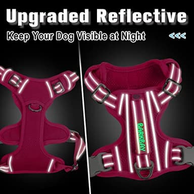 BARKBAY Dog Harness No Pull with ID Tag Pocket - Heavy Duty, Reflective, Easy Control for Large Dogs(Pink,XL) - Image 5