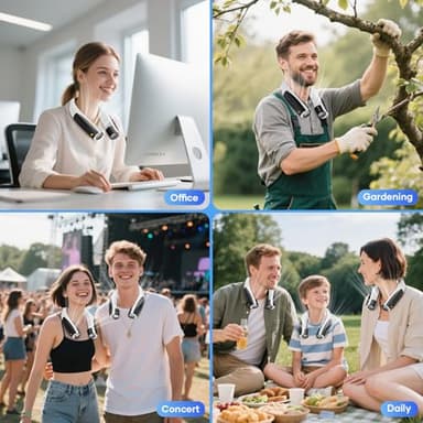 JIJ Neck Fan – Portable Neck Fan Rechargeable with 6 Adjustable Speeds, Neck Cooler with 360° Surround Breeze, Upgraded Long-lasting Wearable Fan for Hot Weather, Travel, Outdoor, Camping, Men & Women - Image 7