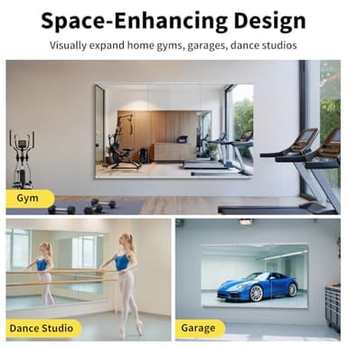 InfiniGlass Home Gym Mirror - 55x30 Inch, 3PCS Frameless Tempered Glass Full Body Mirror for Wall Mount - Ideal for Yoga, Workout, Bedroom, Dance Studio (Silver) - Image 4