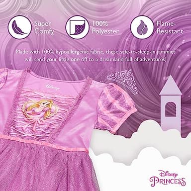 Disney Girls' Princess Fantasy Gown Nightgown, Rapunzel Shines 3, 2T - Image 6