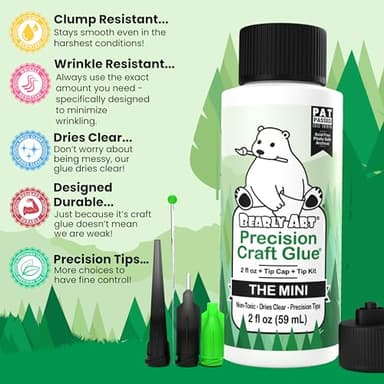 Bearly Art Precision Craft Glue - The Mini - 2fl oz with Tip Kit - Acid Free Archival - Strong Hold Adhesive - Ideal for Fine Paper Crafting Scrapbooking and Card Making - Made in USA - Image 4