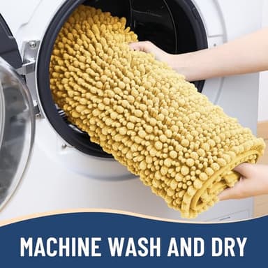 Arotive Luxury Chenille Bathroom Rug Mat, Extra Soft Thick Absorbent Shaggy Bath Rugs, Non-Slip Machine Wash Dry, Plush Bath Mats for Bathroom, Shower and Tub, 54x24, Yellow - Image 7