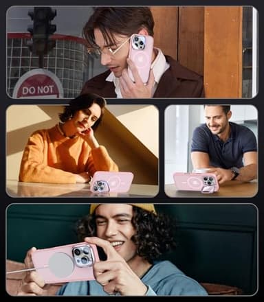 VOFATA [Upgraded] for iPhone 16 Pro Max Case with Camera Cover Stand [Fit for MagSafe][9H Camera Lens Protector] Mil-Grade Protection Translucent Magnetic iPhone 16 Pro Max Phone Case, Pink - Image 6