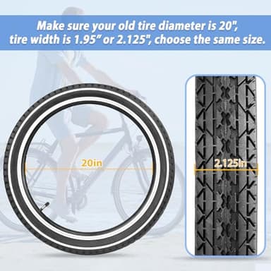 Balinge 2 Pack 20" x 2.125" Folding Replacement Bike Tires for Beach Cruiser Bike，Bicycle Tires for Commuter Bikes，White Wall，Non-Slip，White Wall，2Tires & 2 Tubes & 2 Levers - Image 6