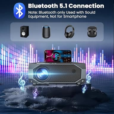 FUDONI Projector with WiFi and Bluetooth, Native 1080P Outdoor Movie Projectors 4k Supported, Highlight Portable Home Theater Projector Max 300", Indoor&Outdoor Use - Image 5