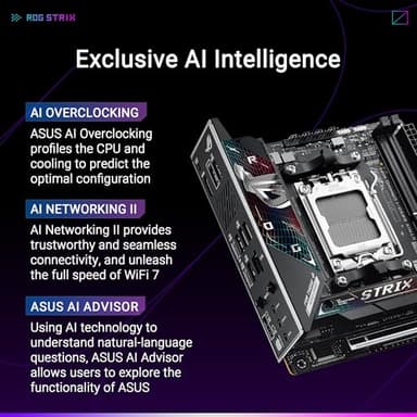 ASUS ROG Strix B850-I Gaming WiFi AMD AM5 B850 Mini-ITX mITX Motherboard 10+2+1 Stages, DDR5, 2.5G LAN, WiFi 7, 2X M.2, PCIe® 5.0 x16, USB 20Gbps Type-C®, AI Overclocking, AI Networking II, Aura Sync - Image 2