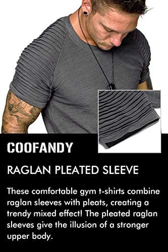 COOFANDY Men's Fashion Gym Workout Shirt Bodybuilding Clothing Running T-Shirt Grey L - Image 5