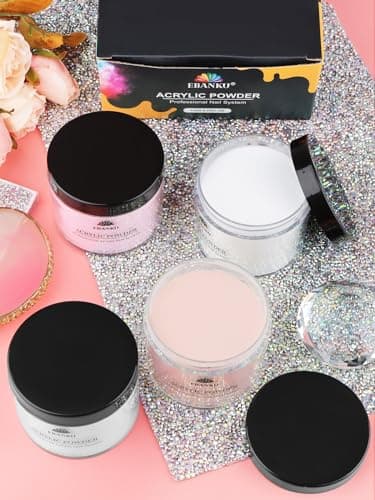 EBANKU Acrylic Powder Set 4 Colors Acrylic Nail Powder Nude Pink White Clear Acrylic Powder for Acrylic Nail Extension Nail Carving, Long-Lasting, No Nail Lamp Needed, Large Capacity 4.23oz*4 - Image 7