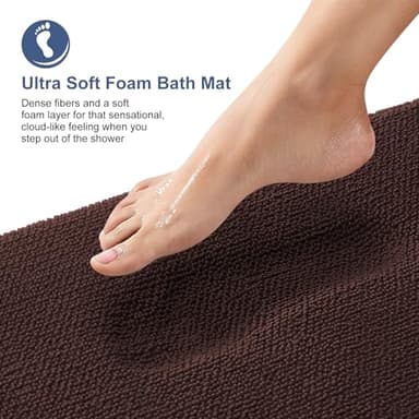 OLANLY Thick Memory Foam Bath Mat Rug 24x16, Extra Soft Absorbent Bathroom Rug, Quick Dry Bath Mats, Non-Slip, Machine Washable Carpet for Bathroom, Tub and Shower, Home Decor Accessories, Brown - Image 2