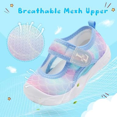 L-RUN Sandals for Toddler Boys Closed Toe Sports Sandals for Kids Barefoot Toddler Sandals Wide Toe Pink 6 Toddler - Image 2