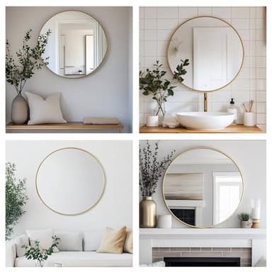 Oruii Gold Round Mirror, Gold Round Mirror 24 inch, Circle Wall Mirrors Metal Frame, Golden Circular Mirrors for Wall, Living Room, Bathroom, Entryway, Vanity, Hallway. - Image 5