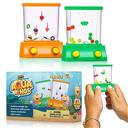 YoYa Toys Aqua Rings Handheld Water Game - Set of 2 - Water Ring Toss and Basketball Hoop Toy - Gift for Ages 3 4 5 6 7 8 9 - Nostalgic 80's 90's Retro Mini Games - Fun Car Road Trip Travel Activities - Image 1