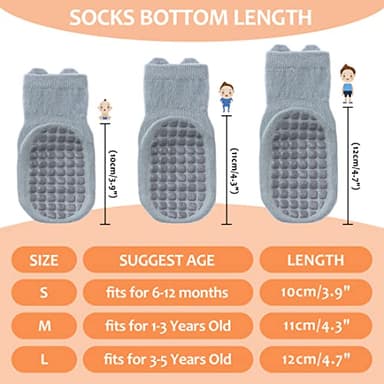 TRUEHAN 5 Pairs Toddler Non Slip Socks with Grips Baby Socks for Kids Girls Boys （5 Pairs Animal A，6-12 months） - Image 7