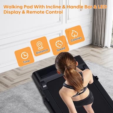 Walking Pad with Handle Bar and Incline, 3.0HP Portable Small Treadmills with Handles for Home Small Spaces, 0.6-6.2MPH Electric Compact Walking Pads Treadmills with Incline, 320LB Capacity - Image 5