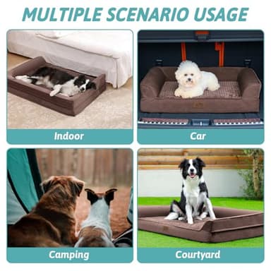 COZY KISS Orthopedic Dog Bed for Extra Large Dog, XL Pet Couch for XLarge Dog, Supportive Foam Bolster Sofa with Waterproof Lining Cover, Anti-Slip, Comfort, Washable, 42x30x7.5 in, U Shape, Brown - Image 8