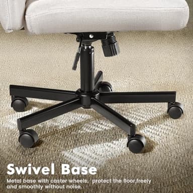 LEMBERI Criss Corss Chair with Wheels, Armless Wide Cross Legged Office Desk Chairs, Fabric Rocking Swivel Computer Task Vanity Makeup Chair for Home Office - Image 4