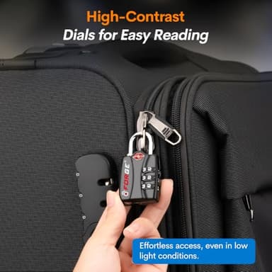Forge TSA Luggage Combination Lock - Open Alert Indicator, Easy Read Dials, Alloy Body- Ideal for Travel, Lockers, Bags (Black 4PK) - Image 6
