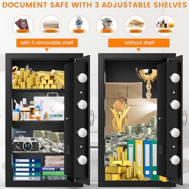7.0 Cuft Large Fireproof Safe Box, Home Safes Water and Fireproof, Security Box with Digital Keypad, 3 Removable Shelves, Smart Alert and Sensor Light, Safes for Money Jewelry Valuables - Image 5