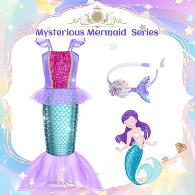Tlooe Princess Dress Up for Girls - Dress up Clothes for Toddler Girl,Role Play Costume Princess Toys Christmas Birthday Gifts for Age 3-8 Year Old - Image 2