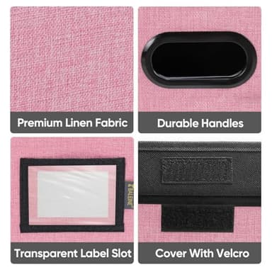 BALEINE File Organizer Box with Lid, Collapsible File Folder Organizer with Plastic Slide, Hanging File Folder Box for Office Document Storage (1 Pack, Pink) - Image 8