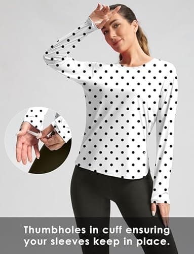 Women's Sun Shirts UPF 50+ Long Sleeve UV Protection Shirt Lightweight Quick Dry Workout Hiking Tops for Women(Black Dot,M) - Image 4