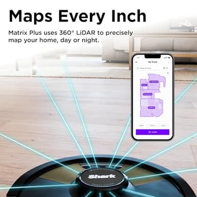 Shark Matrix Plus 2in1 Robot Vacuum & Mop with Sonic Mopping, Matrix Clean, Home Mapping, HEPA Bagless Self Empty Base, CleanEdge, for Pet Hair, WiFi, Compatible with Alexa, Black/Gold (AV2613WA) - Image 10