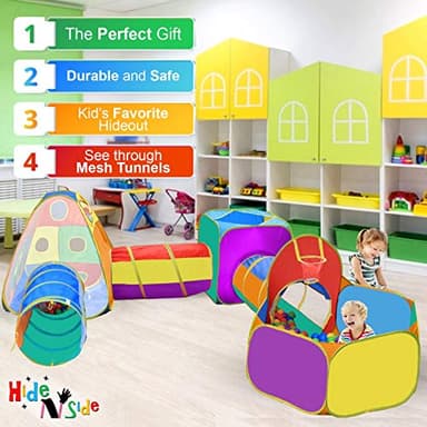 Gift for Toddler Boys & Girls, Ball Pit, Play Tent and Tunnels for Kids, Best Birthday Gift for 3 4 5 Year Old Pop Up Baby Play Toy, Target Game w/ 4 Darts Indoor & Outdoor - Image 3