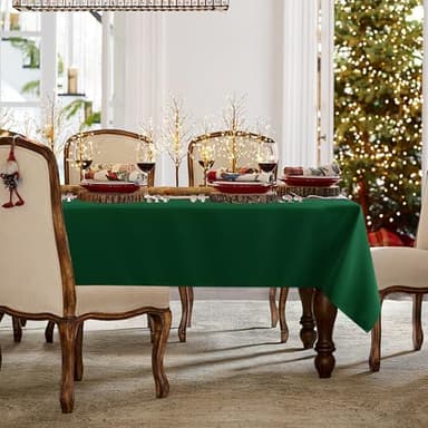 sancua Rectangle Tablecloth - 54 x 120 Inch - Stain and Wrinkle Resistant Washable Polyester Table Cloth, Decorative Fabric Table Cover for Dining Tables, Buffet Parties and Christmas, Hunter Green - Image 2