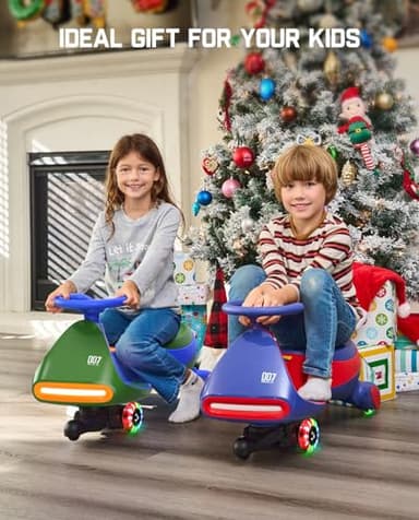 FanttikRide N7 Pro Electric Wiggle Car with Pedal, Rechargeable Battery, CyberWiggle, 2 in 1 Swing Car, 2 Speed, Anti-Rollover, Flashing Wheels, Bluetooth, for Ages 3 and Up, 150 Lbs, Green - Image 9