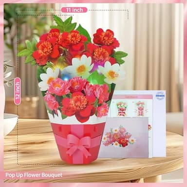 MZD8391 Birthday Cards with MUSIC & LIGHTS, Pop Up Birthday Cards, Magnoli, 12 Inch Life Sized Forever Flower Bouquet Greeting Card Gifts for Women Mom Grandma - Image 7