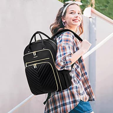 LOVEVOOK Laptop Backpack Women Teacher Backpack,15.6 Inch Laptop Bag with USB Port,Waterproof Daypack for Work Travel,Black - Image 7