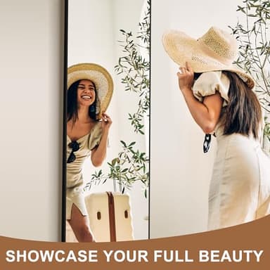 Delma Wall Full Length Mirror,Standing Mirror Full Body,Large Floor for Wall Door Bedroom Bathroom Living Room with Aluminium Frame(with Stand,56x15-Black) - Image 2